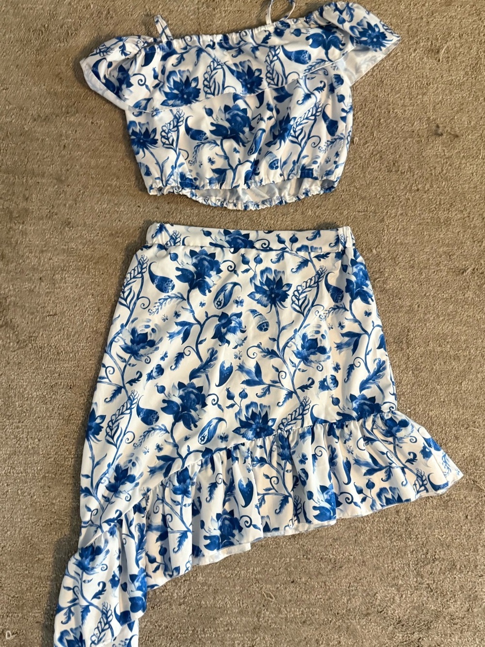 Asymmetric floral midi Set